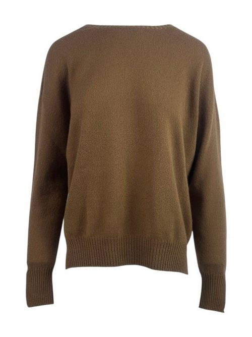 maglia donna girocollo in cachemire caramello